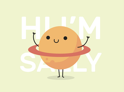 Say hello to Sally! character planet sally saturn simple design simple illustration