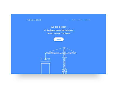 Neologism Re-Design agency blue design hire landing neologism page studio ui ux website white