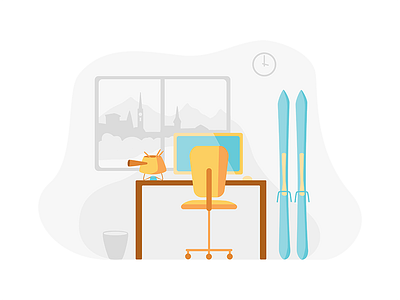 Zurich office beekeeper city fondue illustration office ski skyline swiss switzerland traditional workspace zurich