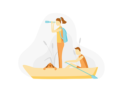 Culture perk at Beekeeper adventure beekeeper boat culture discovery dog family floating illustration