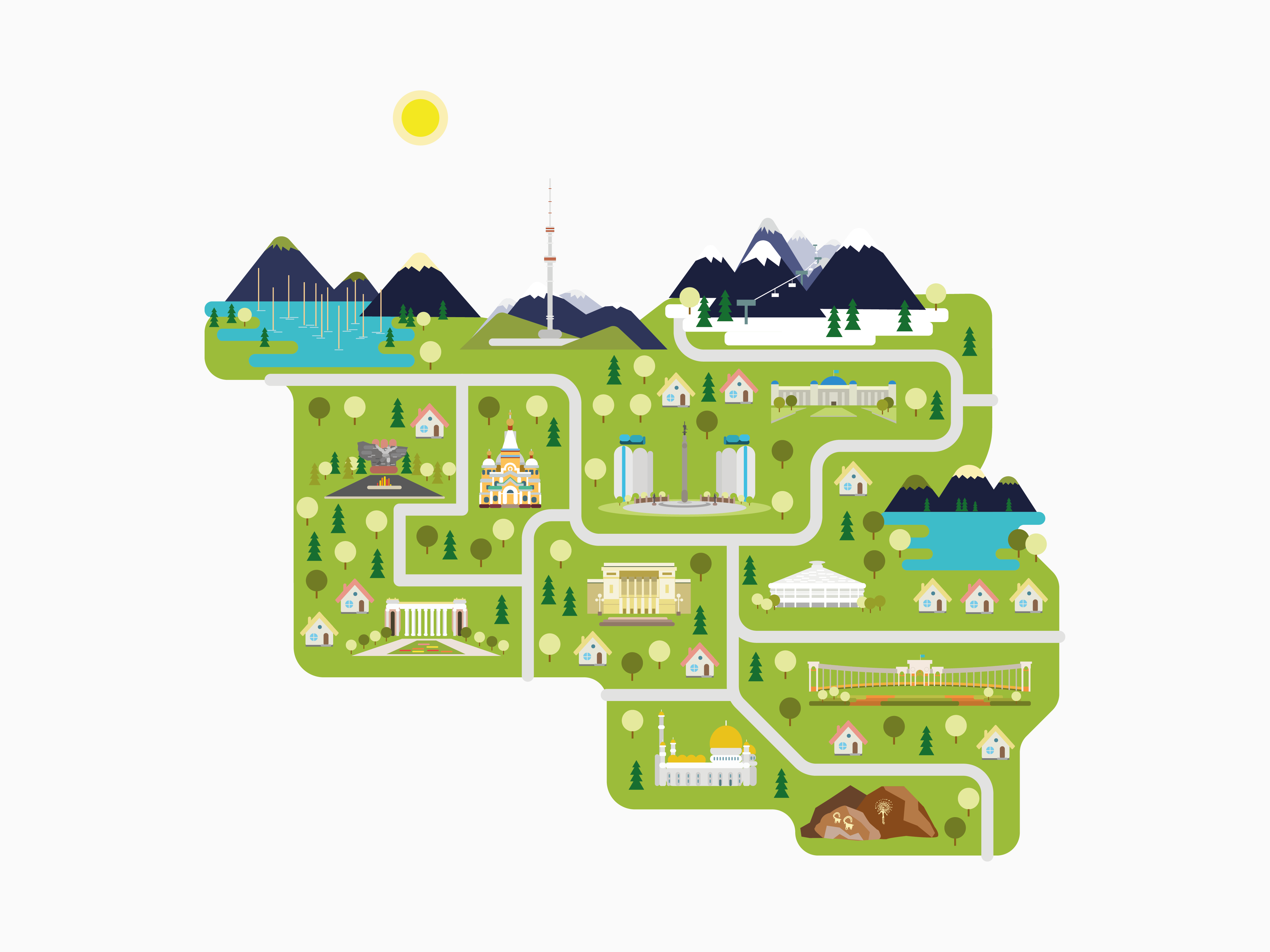 Almaty City Map By Azhar Kultassova On Dribbble