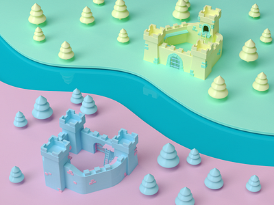 Kingdoms and Colors 3d 3d art 3d design 3drender c4d cinema 4d colorful colors design illustration mograph motion design plastic redshift render toys