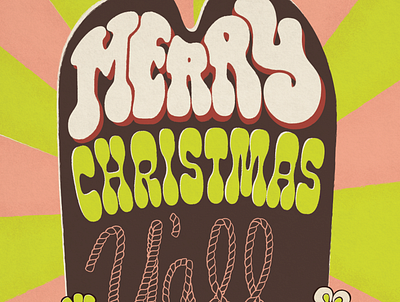Christmas Card 2020 v2 austin christmas hand drawn holiday holiday card illustration lettering pink retro vintage