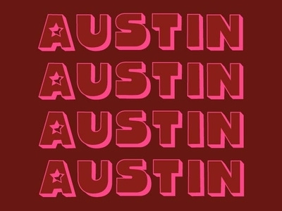 Austin austin hand drawn illustration lettering retro type seventies star texas vintage