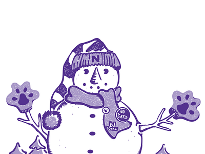 Northwestern Snowman cat happy holidays hat holiday holiday card mittens northwestern university pins purple scarf snow snowman winter