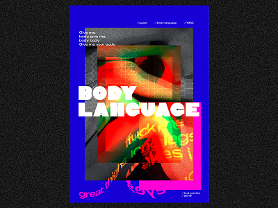 body language 80s style graphic design neon typography