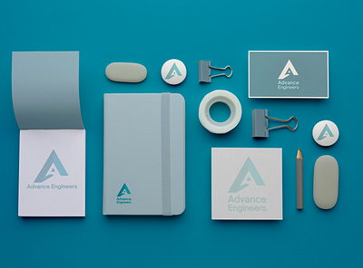 Advance Engineers Brand identity Concept 1 brandcreation brandidentity branding colorpallete design graphic design illustration logo mockup rejection stationary