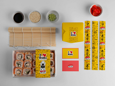 I LOVE MOMO (Asian Packaging) brandcreation brandidentity branding foodpacking graphic design logo mockup pack packaging