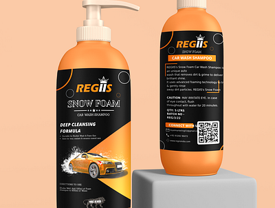 Bottle Label Design for Car Wash Liquid for REGIIS brandcreation brandidentity branding design graphic design illustration logo mockup