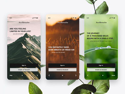 Onboarding for the travel retreat app