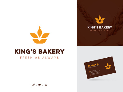 King's Bakery Logo Design bakery brand branding business business card crown design graphic design logo logo design logo trends wheat
