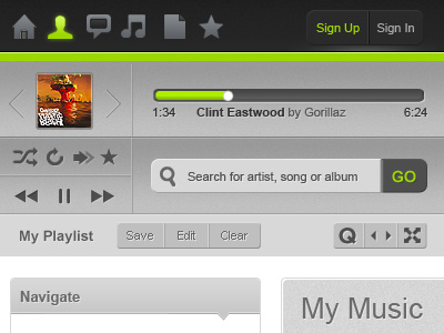 Music Site interface icons interface music player ui web