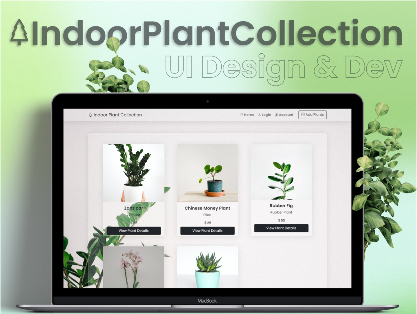 Indoor Plant Collection Glass Effect  UI Design by Rajith Thiwanka