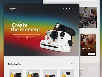 Polaroid website redesign app branding design graphic design illustration logo polaroid rainbow ui ux web web design website