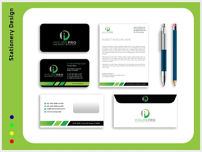 Stationery Design for INSUREPRO adobe illustrator branding business card envelope graphic design letterhead logo minimalist modern professional stationery stationery design unique