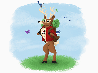 Deer Backpacker animal art backpacking deer digital painting illustration nature