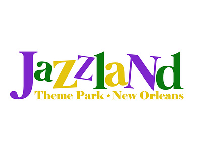 Jazzland Logo branding design jazz logo mardigras theme park typography