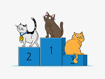 Cats on a pedestal 2d art blog cat character character design illustration illustrator kitty olympiad pedestal reward vector art winner
