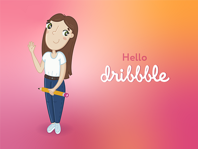 Hello Dribbble! character debut debutshot first shot girl hello dribbble illustration