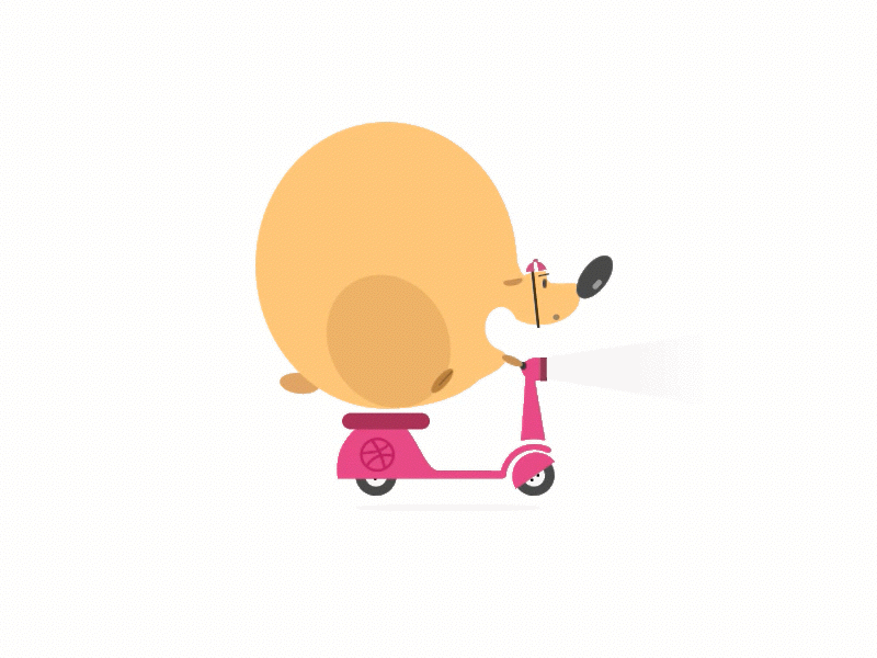 Doggy on a bike 2d animation bike debut dog dribbble gif invite principle scooter thanks