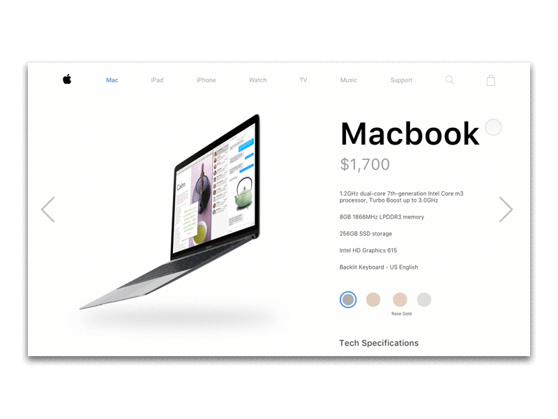 Apple showcase page concept animation apple imac interaction interface landing page macbook prd principle website