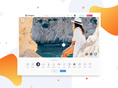 Photo editing concept for Instagram Web