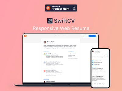 SwiftCV- Create beautiful & responsive web resumes in minutes