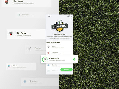 App Applaude - Select soccer team app design donation mobile project soccer startup team ui ux