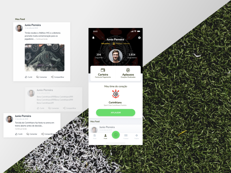 App Applaude - Profile app design donation mobile money product profile soccer startup ui ux
