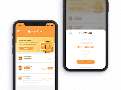 Proposal App Sitte app children design device lock mobile product startup ui ux