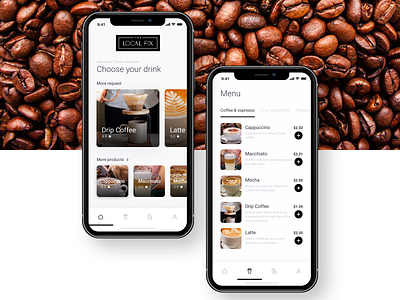 Proposal Coffee Ordering app - Home/Menu app coffee design menu mobile order ordering payment product startup ui ux