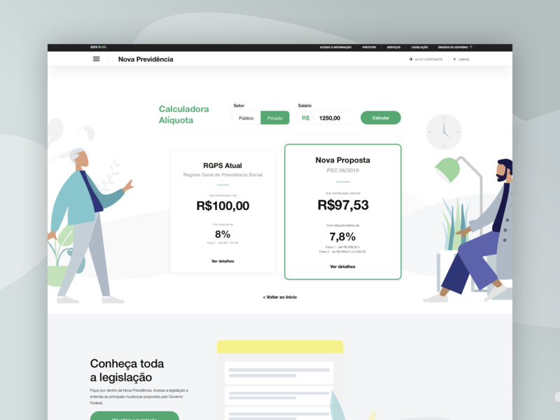 Social security calculator - Website brazil design mobile product reponsive ui ux