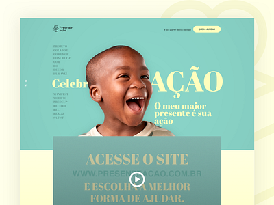 PresenteAção - Charity Website Home Page charity design donate site ui ux website