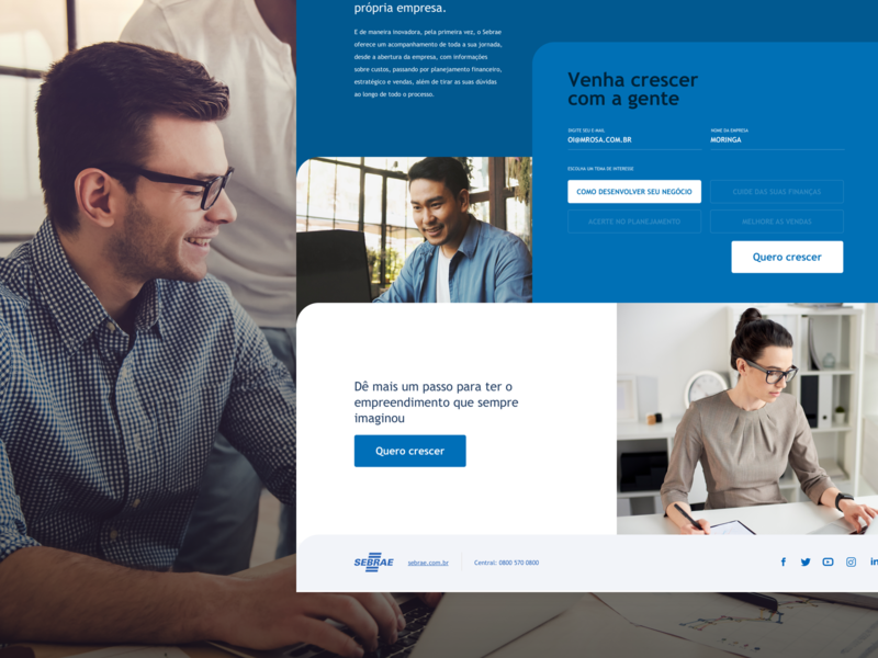 Landing Page - Cresça com o SEBRAE. brazil business design form inbound inbound marketing landing landing design landing page landing mobile page product research responsive responsive website sebrae ui ux website website design