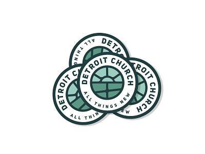 Detroit Church Badge badage brand mark branding church cross d design detroit logo people religion sunshine