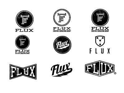 Flux Logo Treatments bolt branding design flux logo mark