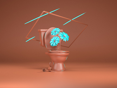 Flourish in Filth | 2/3 3d bloom cinema4d filth flourish flower garbage illustration plant shit toilet