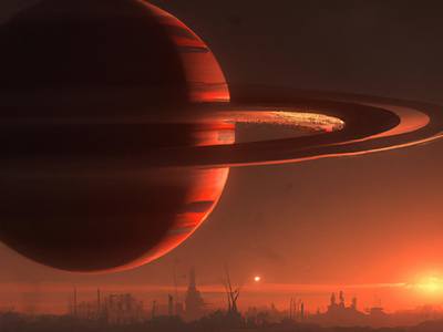 Saturn, 3rd colorful design dusk eclipse giant rings graphic design illustration orange planets saturn space
