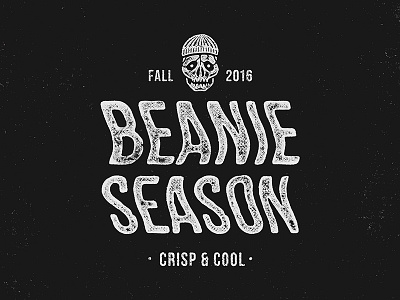 Beanie Season lockup logo skull texture typography
