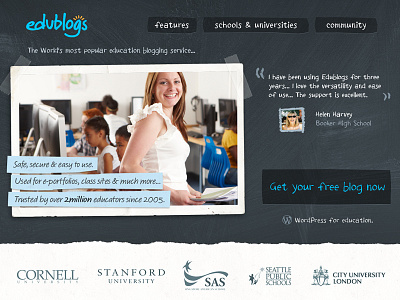 Edublogs Homepage blackboard blogging edublogs education incsub webfonts website