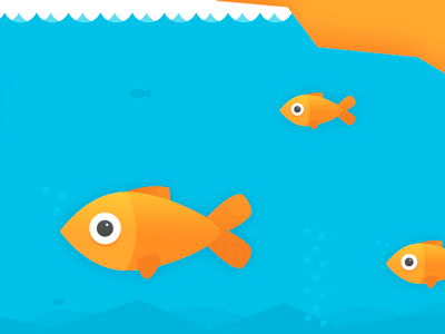 Fish illustration blue fish illustration orange water