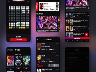 Designing A Better Movie Theatre Experience app ui book tickets cinema app dark theme lift agency movie app movie theater preview movie select date select hour select seat ticket preview ticket wallet ui agency ui components ux agency ux ecommerce