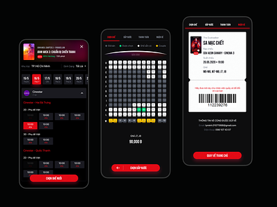 Cinema tickets booking UX app design awarded design agency best ux book appointment book time buy online dark theme app date picker design agency location picker movie app pay online purchase ticket purchasing ux ticket app time picker