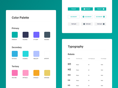 Straightaway - UI library - Color palette, typography & buttons branding buttons color palette component library design language design system healthcare software lift agency training software ui library