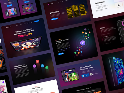 Landing pages from the award winning Vectornator's website