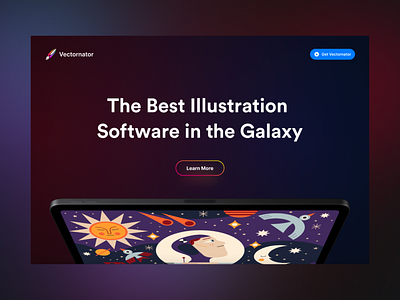 Vectornator | Website design for 5 million designers awarded dark theme design system gradient background interface design lift agency ui ux web design web development website design