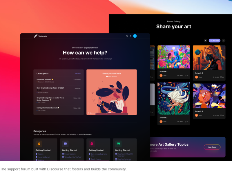 Vectornator | Support Forum UI Design award winning project forum lift agency support forum ui ui agency ux vectornator website design