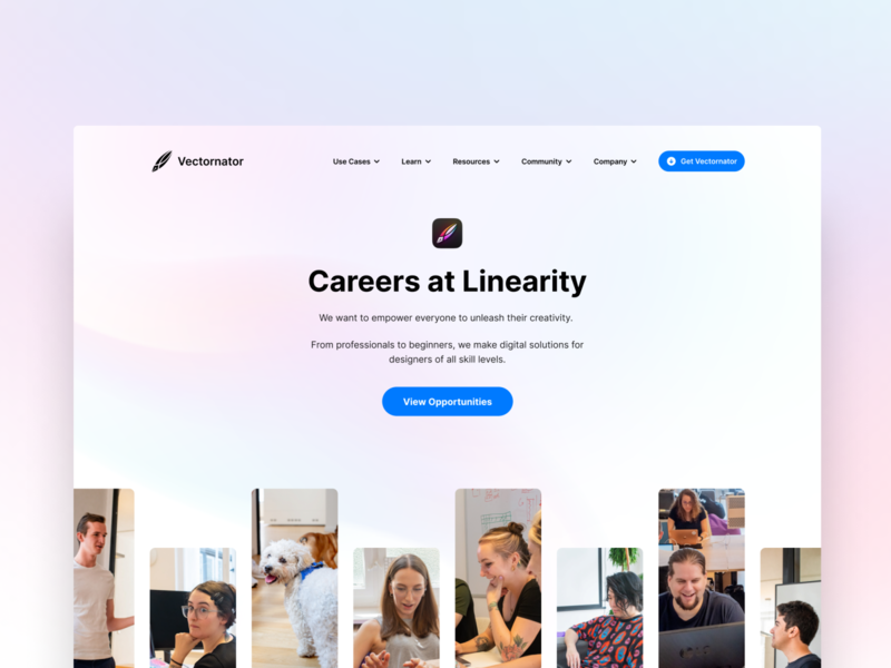 Vectornator | Careers Page Interface Design awarded agency awarded website design careers page hr lift agency ui ux website design