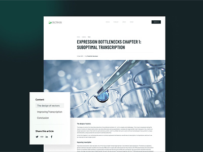 Vectron Biosolutions | UI design of an article page