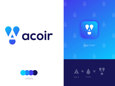 Acoir Logo adobe adobe illustrator brand identity branding custom logo drop drop logo gradient illustration logo vector